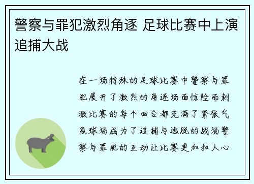 警察与罪犯激烈角逐 足球比赛中上演追捕大战