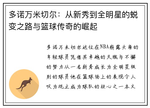 多诺万米切尔：从新秀到全明星的蜕变之路与篮球传奇的崛起